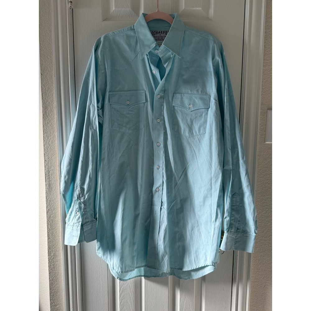 Schaefer Ranchwear Western Button‎ Shirt L-Tall 7080 Made in USA Texas